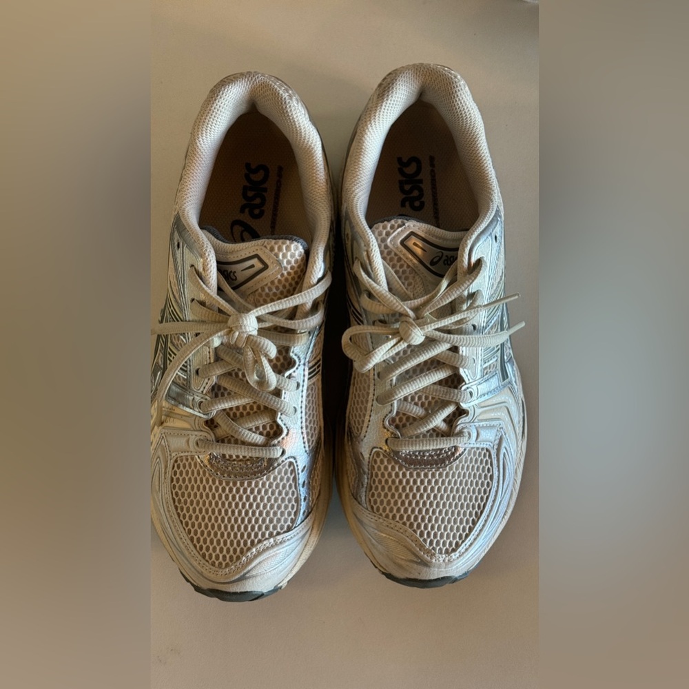 Asics White and Silver Women's Running Sneakers - Picture 2 of 8